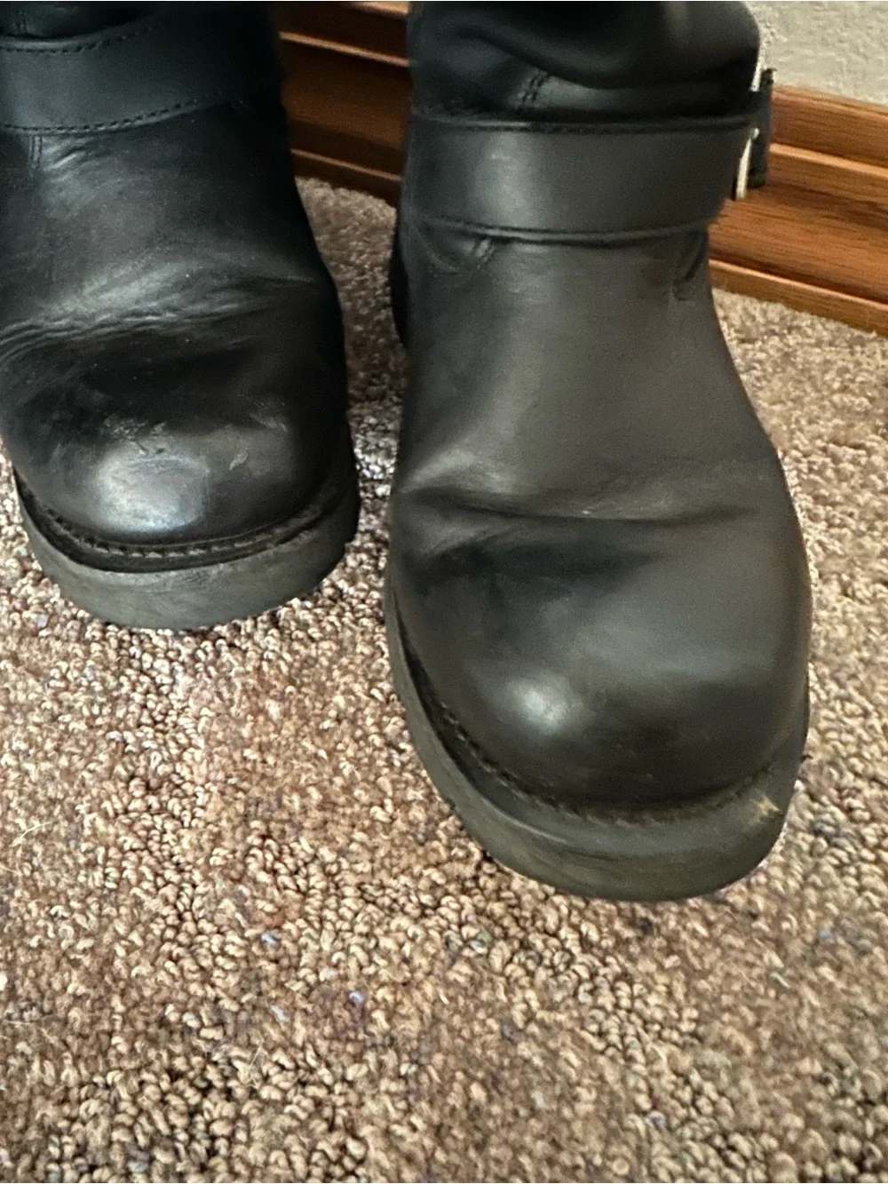 Ride Techs Black Leather Engineer Motorcycle Riding Boots